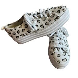 Keds White / Gray / Black Patterned Platform Lace Up Sneakers Size 9.5